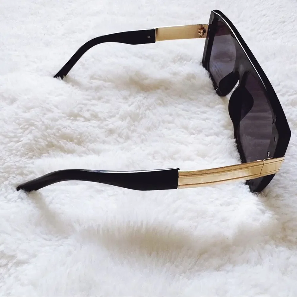 Inez Black Oversized Square Sunglasses